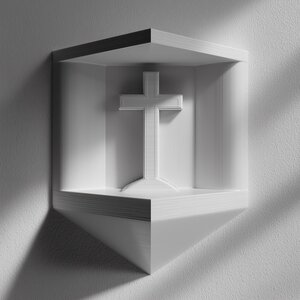 Étagère Murale de Prière Imprimée en 3D | Niche Croix Flottante Minimaliste | Accent Déco Prière Moderne pour Couloir Cosy et Salon