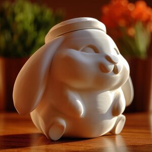 Urne Commémorative Lapin Endormi avec Couvercle | Boîte Souvenir Imprimée en 3D pour Cendres d'Animal | Décoration d'Étagère Paisible et Hommage