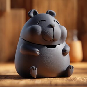 Urne Commémorative Hamster Rondelet avec Couvercle | Boîte Souvenir Imprimée en 3D pour Cendres d'Animal | Décoration d'Étagère Cosy et Hommage aux Petits Animaux