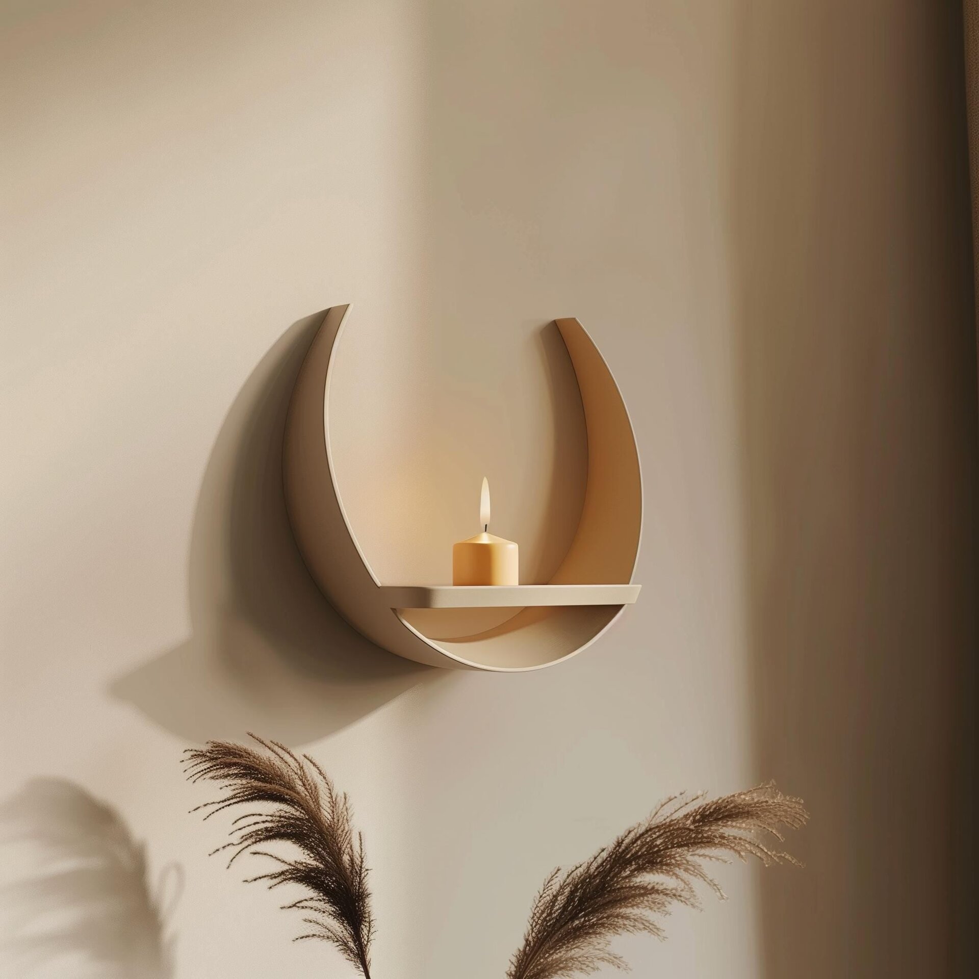 Étagère Murale Croissant de Lune Imprimée en 3D | Design d’Étagère Flottante Minimaliste Moderne | Accent Décoratif Lunaire Unique