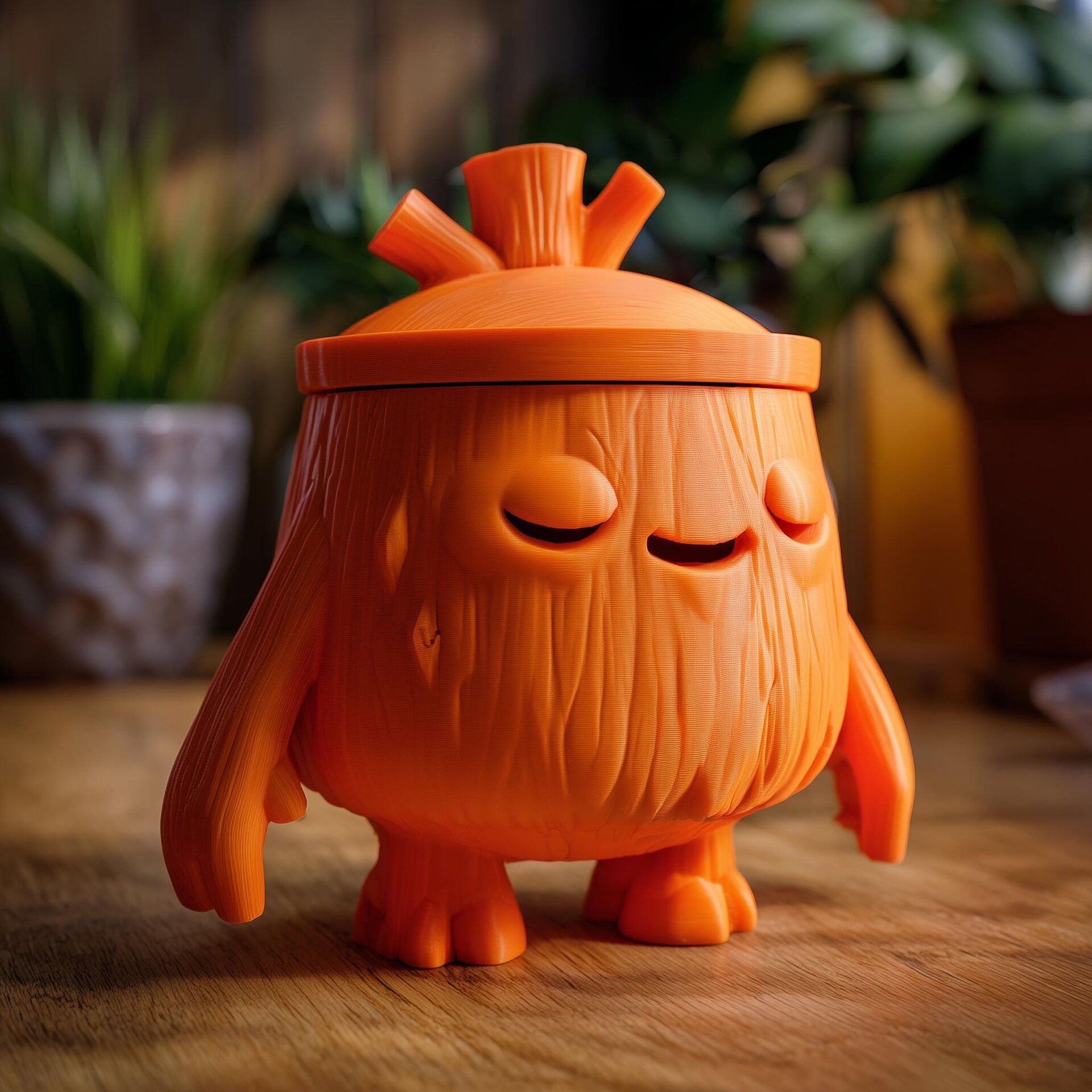 Urne Commémorative Forêt Goblincore Mignonne avec Couvercle | Urne Funéraire Imprimée en 3D pour Cendres d'Animaux, Décoration d'Étagère Fantastique
