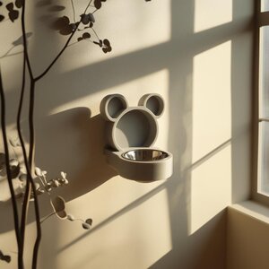 Support Mural Ours pour Gamelle d'Animal | Cadre de Nourrisseur Surélevé Mignon Imprimé en 3D pour Chat ou Petit Chien | Station d'Alimentation Kawaii, Cadeau Décoration Maison