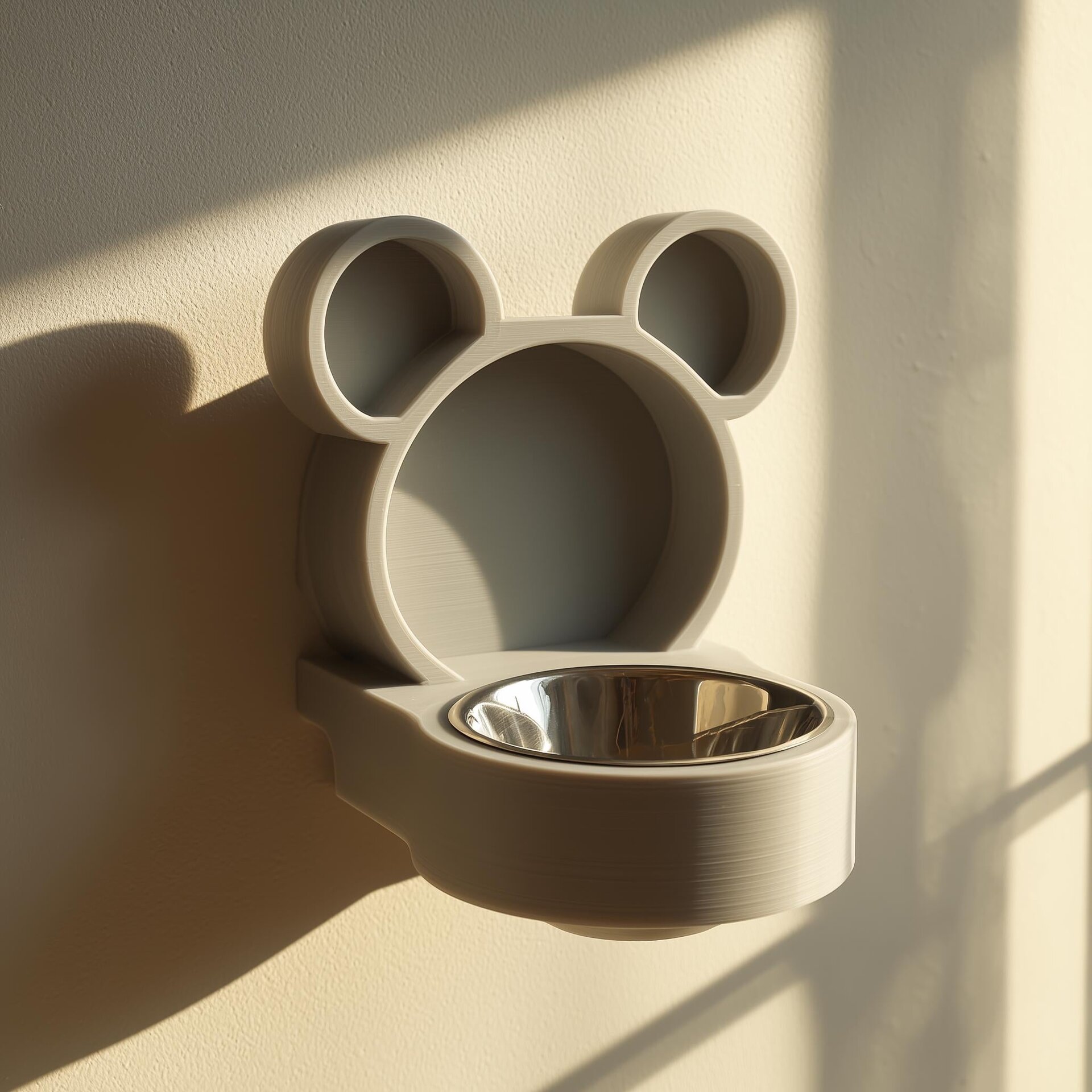 Support Mural Ours pour Gamelle d'Animal | Cadre de Nourrisseur Surélevé Mignon Imprimé en 3D pour Chat ou Petit Chien | Station d'Alimentation Kawaii, Cadeau Décoration Maison