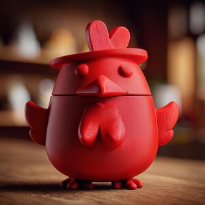 Urne Funéraire Poule Rouge avec Couvercle | Contenant Souvenir Imprimé en 3D pour Cendres d'Animaux, Décoration d'Étagère en Hommage aux Oiseaux, Cadeau et Urne Déco pour la Maison