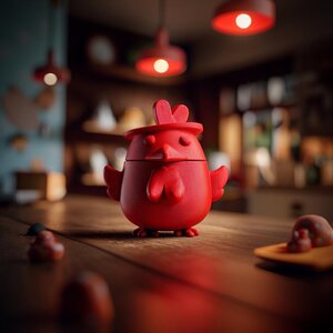 Urne Funéraire Poule Rouge avec Couvercle | Contenant Souvenir Imprimé en 3D pour Cendres d'Animaux, Décoration d'Étagère en Hommage aux Oiseaux, Cadeau et Urne Déco pour la Maison