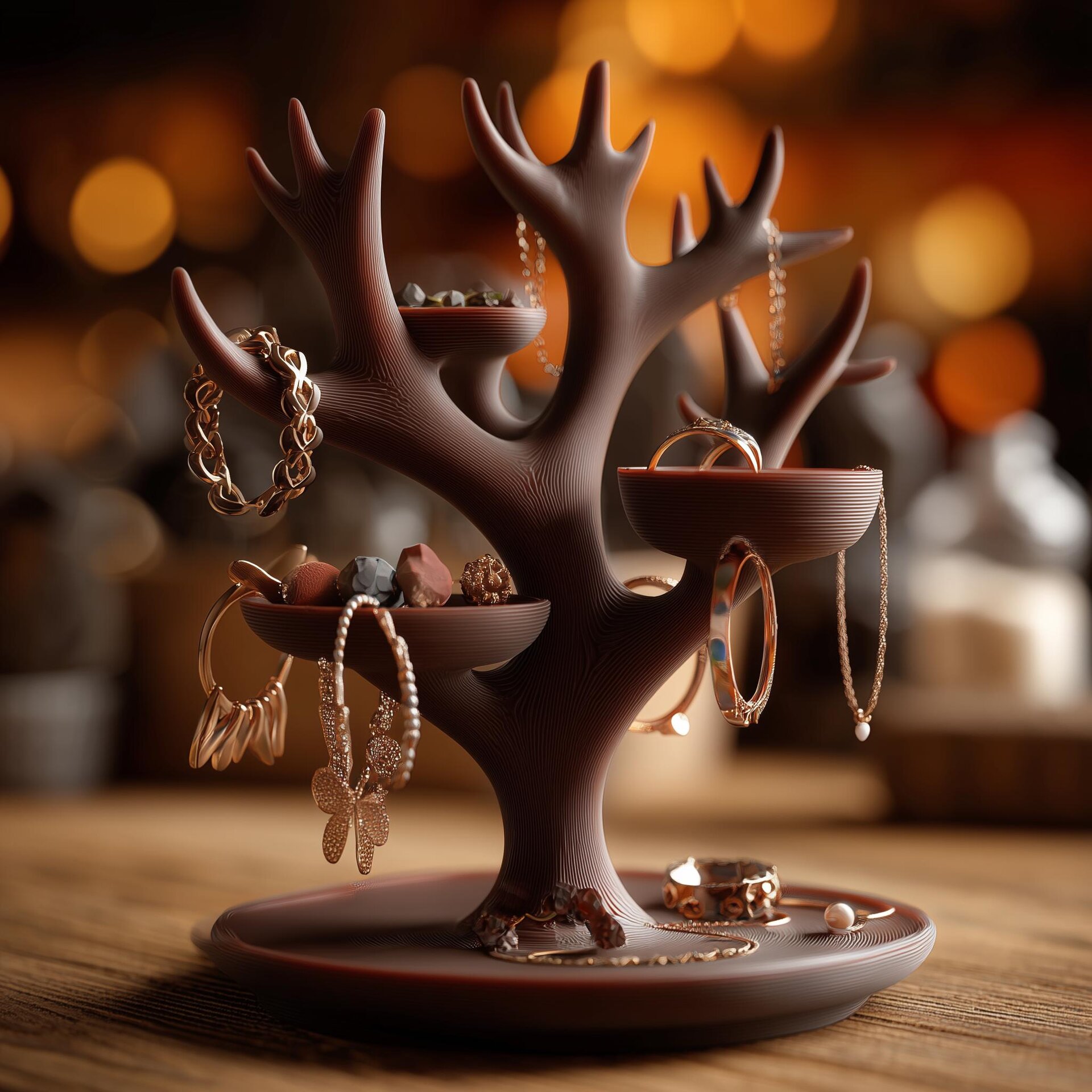 Support à Bijoux Bois de Cerf | Coupelle à Bagues Imprimée en 3D | Range-Bijoux Branche d'Arbre