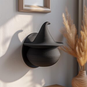 Étagère Décorative Murale Chapeau de Sorcière | Accent de Rangement Flottant Fantastique Imprimé en 3D | Décoration Intérieure Gothique Cottagecore Sorcière pour Pièces Modernes