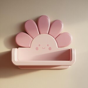Étagère Murale Fleur Kawaii Imprimée en 3D | Console Flottante Mignonne Style Anime | Étagère Décorative et Ludique pour Chambre d'Enfant, Chambre et Espaces Chaleureux