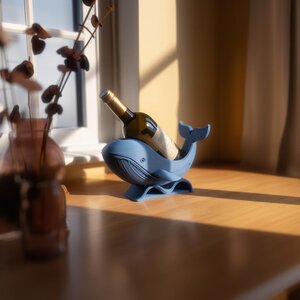 Porte-Bouteille de Vin Baleine pour Bouteilles Standard | Présentoir Porte-Vin Animal Marin Imprimé en 3D | Décoration de Cuisine, Bar, Étagère et Accent Maison