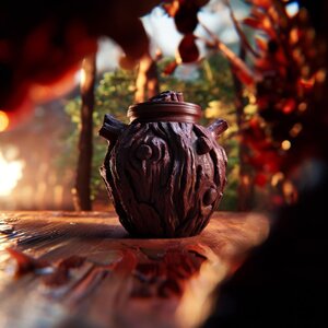 Urne Commémorative Forêt Goblincore avec Couvercle | Urne Funéraire Imprimée en 3D pour Cendres d'Animaux, Décoration d'Étagère Forêt Fantastique