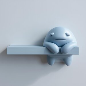 Étagère Murale Monstre Grognon Imprimée en 3D | Rebord Flottant Minimaliste | Accent Déco de Créature Triste pour Chambre