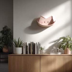 Étagère Murale Décorative Imprimée en 3D | Étagère Murale Visage de Chat | Étagère Flottante Moderne pour Plantes