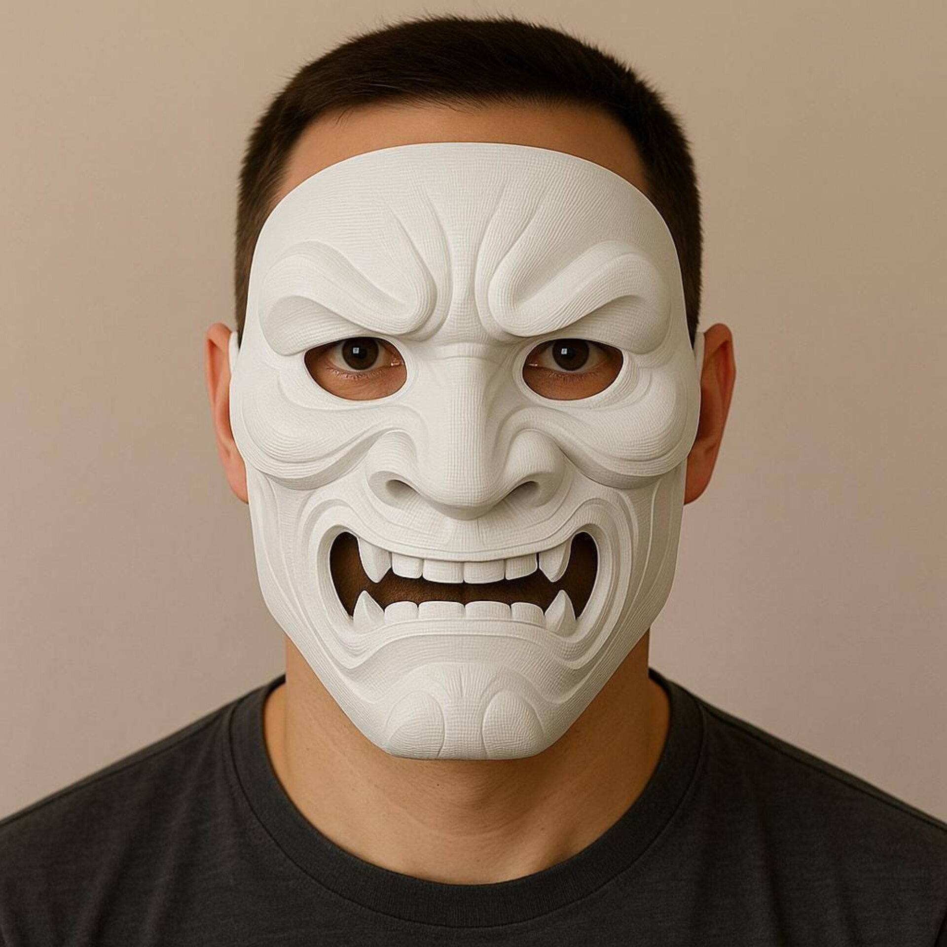 Masque Oni Samouraï Intégral | Masque de Démon Imprimé en 3D | Cosplay de Guerrier Japonais