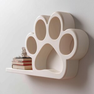 Décoration Étagère Murale Empreinte de Patte Mignonne | Étagère Imprimée en 3D d'Inspiration Animale | Accent Animal Minimaliste et Moderne pour Chambre d'Enfant et Intérieurs Cosy
