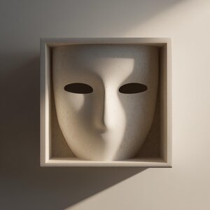 Étagère Murale Sculpturale Masque Minimaliste | Étagère Visage Abstrait Imprimée en 3D | Accent Mural Moderne pour Intérieurs Contemporains et Style Galerie