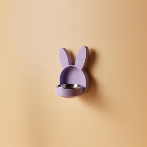 Support Mural Lapin pour Gamelle d'Animal | Cadre de Nourrisseur Surélevé Mignon Imprimé en 3D pour Chats et Petits Chiens | Station d'Alimentation Kawaii, Décoration Murale, Cadeau