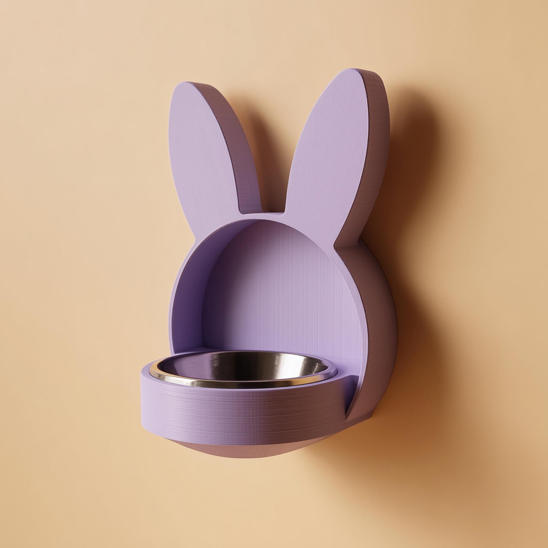 Support Mural Lapin pour Gamelle d'Animal | Cadre de Nourrisseur Surélevé Mignon Imprimé en 3D pour Chats et Petits Chiens | Station d'Alimentation Kawaii, Décoration Murale, Cadeau