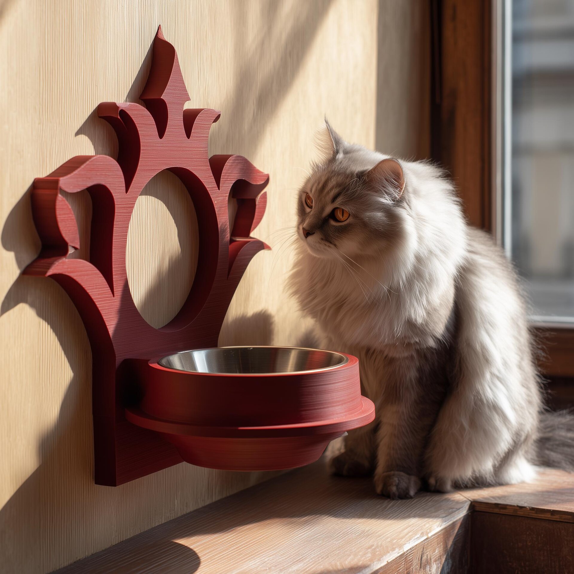 Support Mural Gothique pour Gamelle d'Animal | Cadre de Nourrisseur Surélevé Imprimé en 3D pour Gamelles de Chat et Petit Chien | Station d'Alimentation Fantastique, Décoration Maison