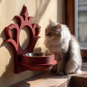 Support Mural Gothique pour Gamelle d'Animal | Cadre de Nourrisseur Surélevé Imprimé en 3D pour Gamelles de Chat et Petit Chien | Station d'Alimentation Fantastique, Décoration Maison