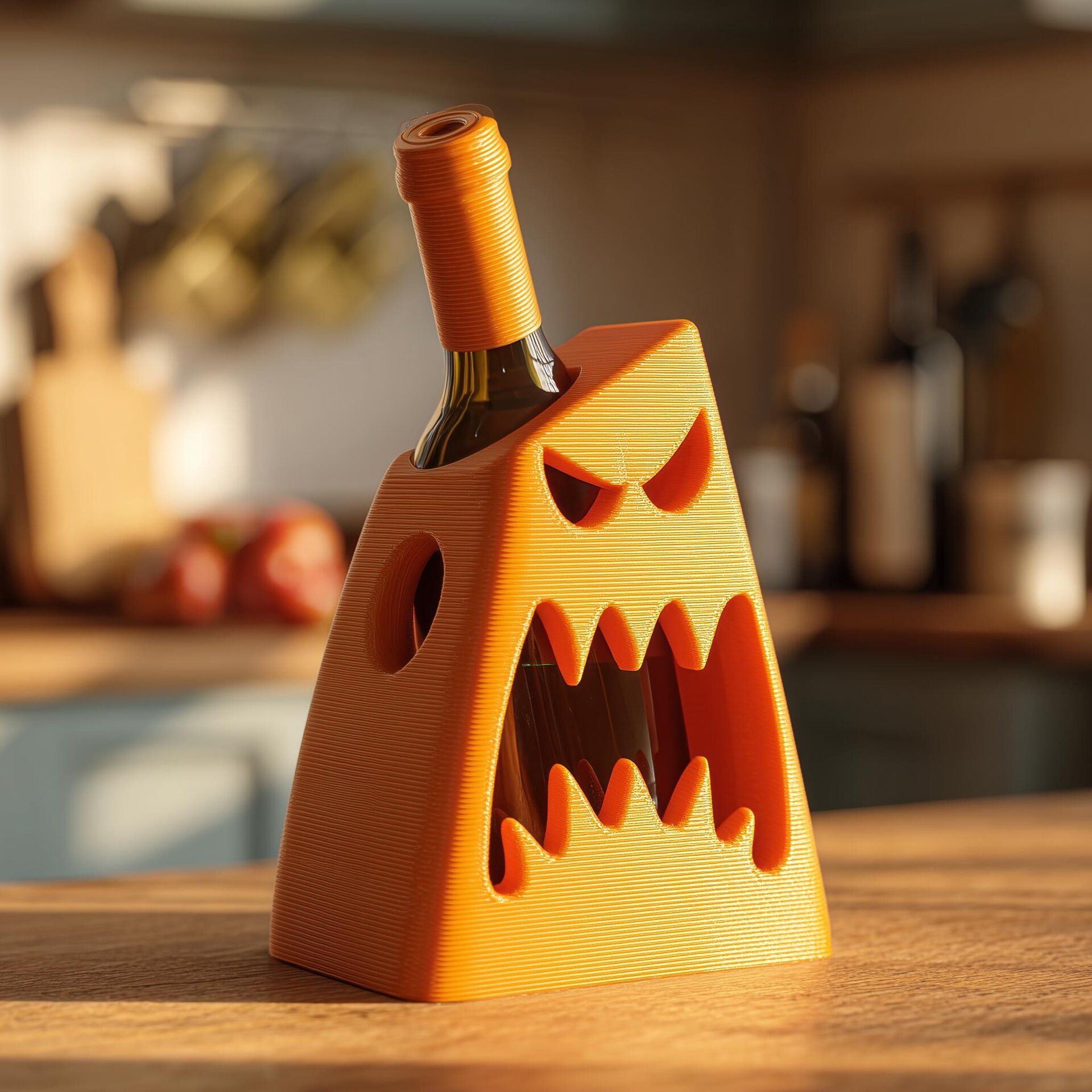 Porte-Bouteille de Vin Monstre pour Bouteilles Standard | Présentoir à Vin Créature Amusante Imprimé en 3D pour Décoration de Cuisine, Bar, Étagère et Salle de Jeux