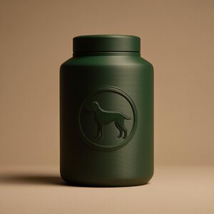 Urne à cendres pour chien | Bocal commémoratif minimaliste imprimé en 3D avec emblème de chien, pour tout animal | Décoration commémorative moderne, cadeau de sympathie et souvenir