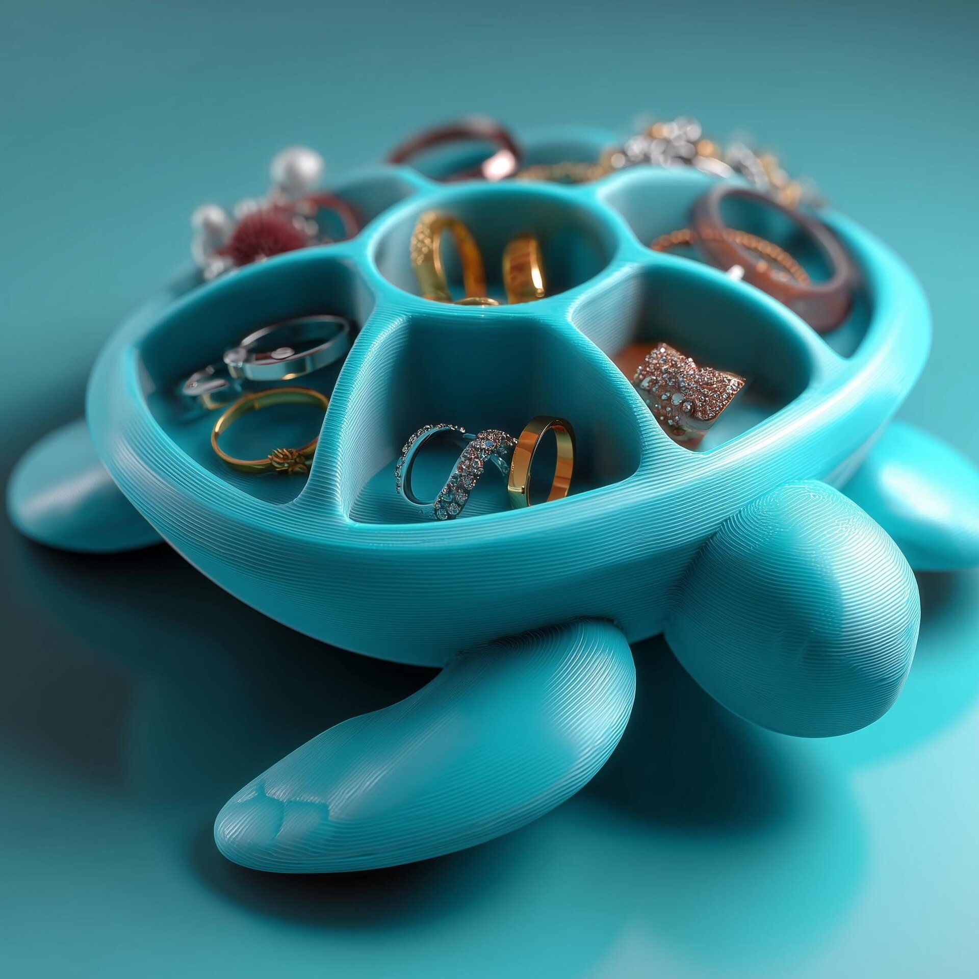 Range-Bijoux Tortue | Support à Bagues Tortue de Mer | Plateau à Boucles d'Oreilles Imprimé en 3D
