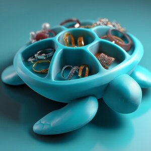 Range-Bijoux Tortue | Support à Bagues Tortue de Mer | Plateau à Boucles d'Oreilles Imprimé en 3D
