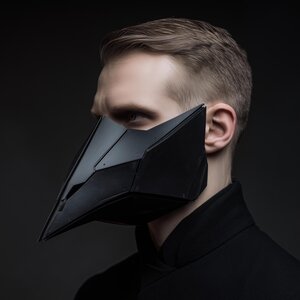 Masque Corbeau Techno Sombre Imprimé en 3D | Masque à Bec Imprimé en 3D à Porter | Masque Style Médecin de la Peste Cyber-Gothique pour Cosplay et Exposition