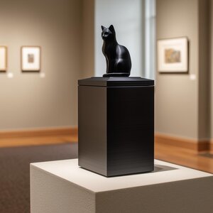 Urne Funéraire Figurine Chat pour Animal | Coffret Souvenir Commémoratif Moderne Imprimé en 3D pour Chat ou Tout Animal | Décor de Crémation Minimaliste, Cadeau de Sympathie