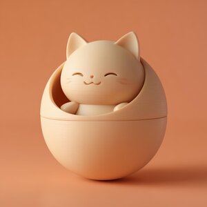 Urne Funéraire Kawaii Chat pour Animal | Souvenir Commémoratif Mignon Imprimé en 3D avec Sculpture de Chat Souriant | Décor Minimaliste Moderne, Cadeau de Sympathie