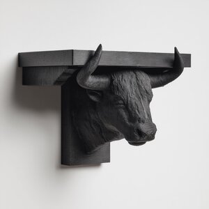 Étagère Murale Tête de Taureau Imprimée en 3D | Étagère Flottante Zodiaque Taureau | Décoration Animale Sombre