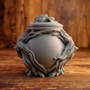 Urne Commémorative Goblincore Forestière avec Couvercle | Urne Funéraire pour Cendres d'Animaux Imprimée en 3D, Décoration Forestière pour Étagère, Hommage et Cadeau