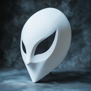 Masque Alien Imprimé en 3D | Masque Sci-Fi Minimaliste Fantôme Futuriste | Masque de Costume Extraterrestre Cosplay Cyberpunk