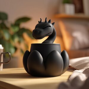 Urne Commémorative Dragon Fantastique avec Couvercle | Urne Funéraire pour Cendres d'Animaux Imprimée en 3D, Décoration Mythique pour Étagère, Hommage et Cadeau