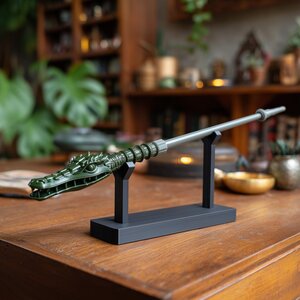 Baguette Magique Dragon Crocodile avec Support | Accessoire de Baguette de Sorcier Fantastique Imprimée en 3D pour Cosplay | Objet de Décoration Gothique pour Collectionneurs, Art d'Accent pour la Maison