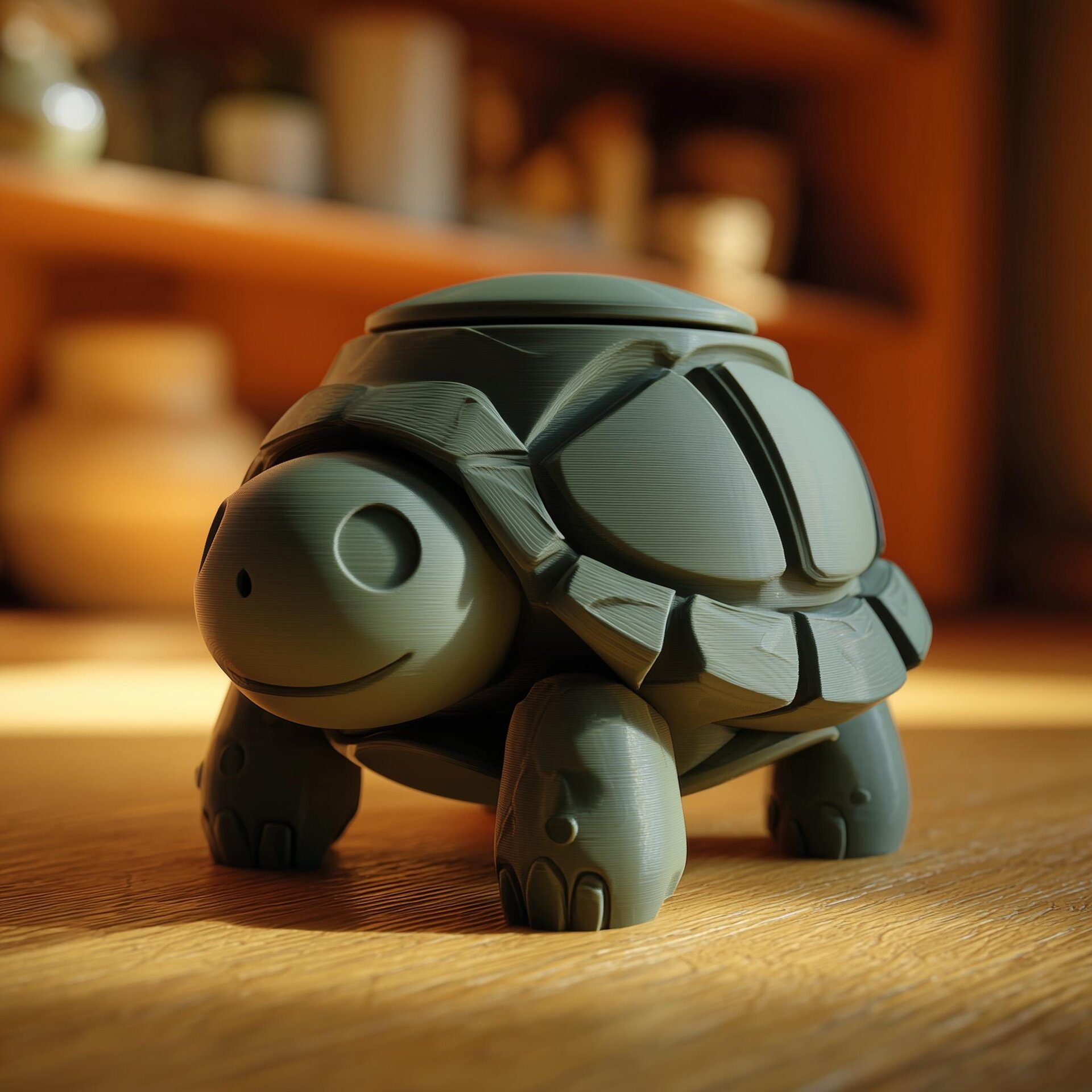 Urne Commémorative Tortue avec Couvercle | Urne Funéraire Imprimée en 3D pour Cendres de Tortue, Décoration d'Étagère, Hommage et Souvenir