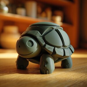 Urne Commémorative Tortue avec Couvercle | Urne Funéraire Imprimée en 3D pour Cendres de Tortue, Décoration d'Étagère, Hommage et Souvenir