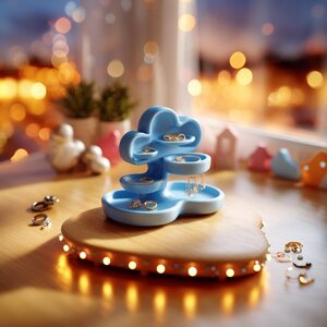 Range-Bijoux Nuage | Support à Bagues en Forme de Nuage | Présentoir à Boucles d'Oreilles Imprimé en 3D