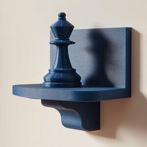 Étagère Murale Reine des Échecs Imprimée en 3D | Étagère Flottante Élégante | Décoration Jeu d'Échecs Minimaliste pour Bureau, Étude, Bibliothèque ou Salle de Jeux