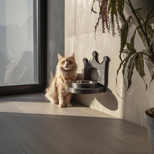 Support Mural Couronne pour Gamelle d'Animal | Cadre de Nourrisseur Surélevé Imprimé en 3D pour Gamelles de Chat ou Petit Chien | Station d'Alimentation Surélevée, Décoration Fantastique