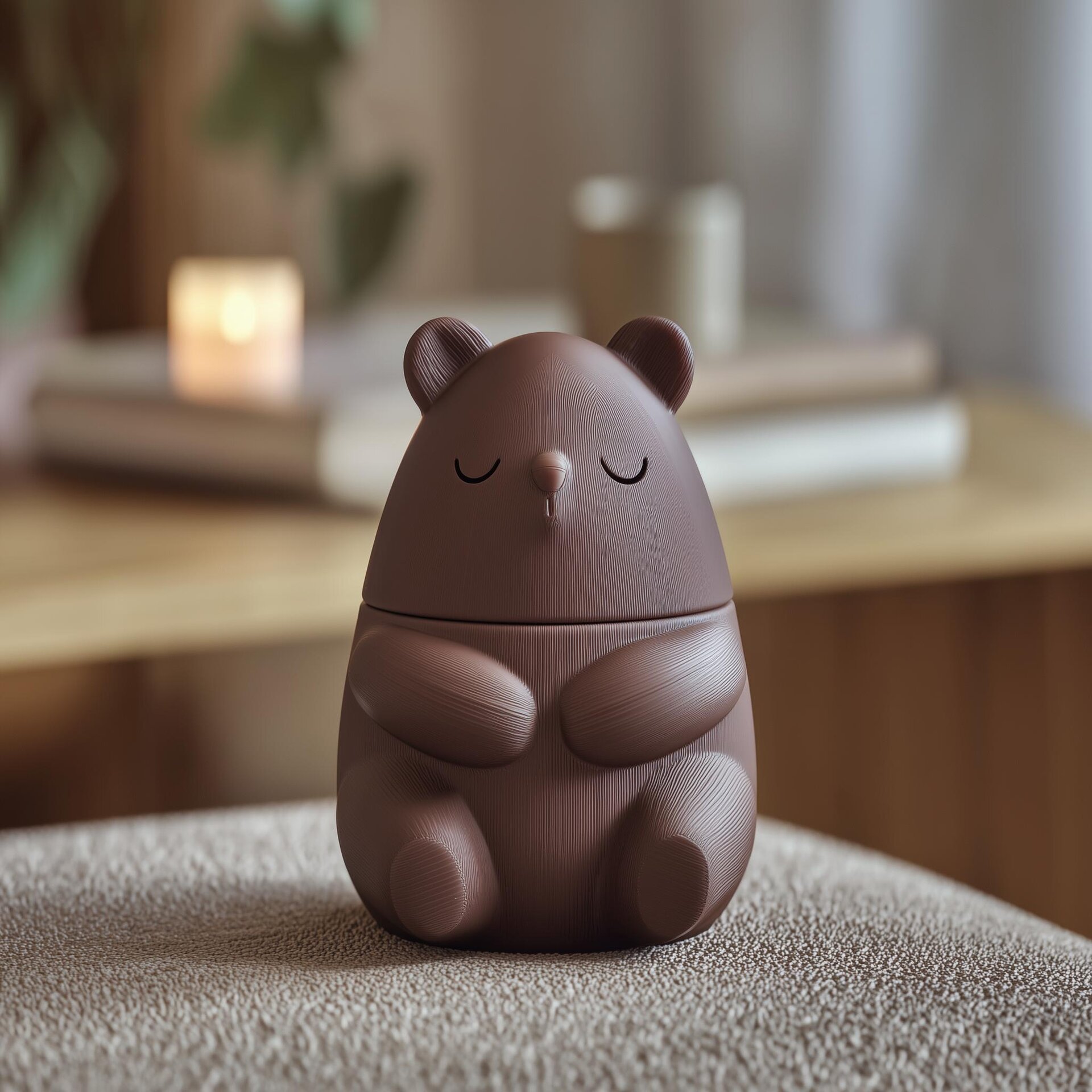 Urne Commémorative Ours Endormi avec Couvercle | Urne Funéraire Imprimée en 3D pour Cendres d'Animaux, Décoration d'Étagère Apaisante et Accent Cosy pour la Maison
