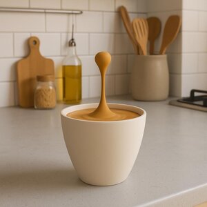 Sculpture de Goutte de Café Flottante | Art d'Espresso Macchiato Imprimé en 3D | Cadeau Unique pour Amateur de Café