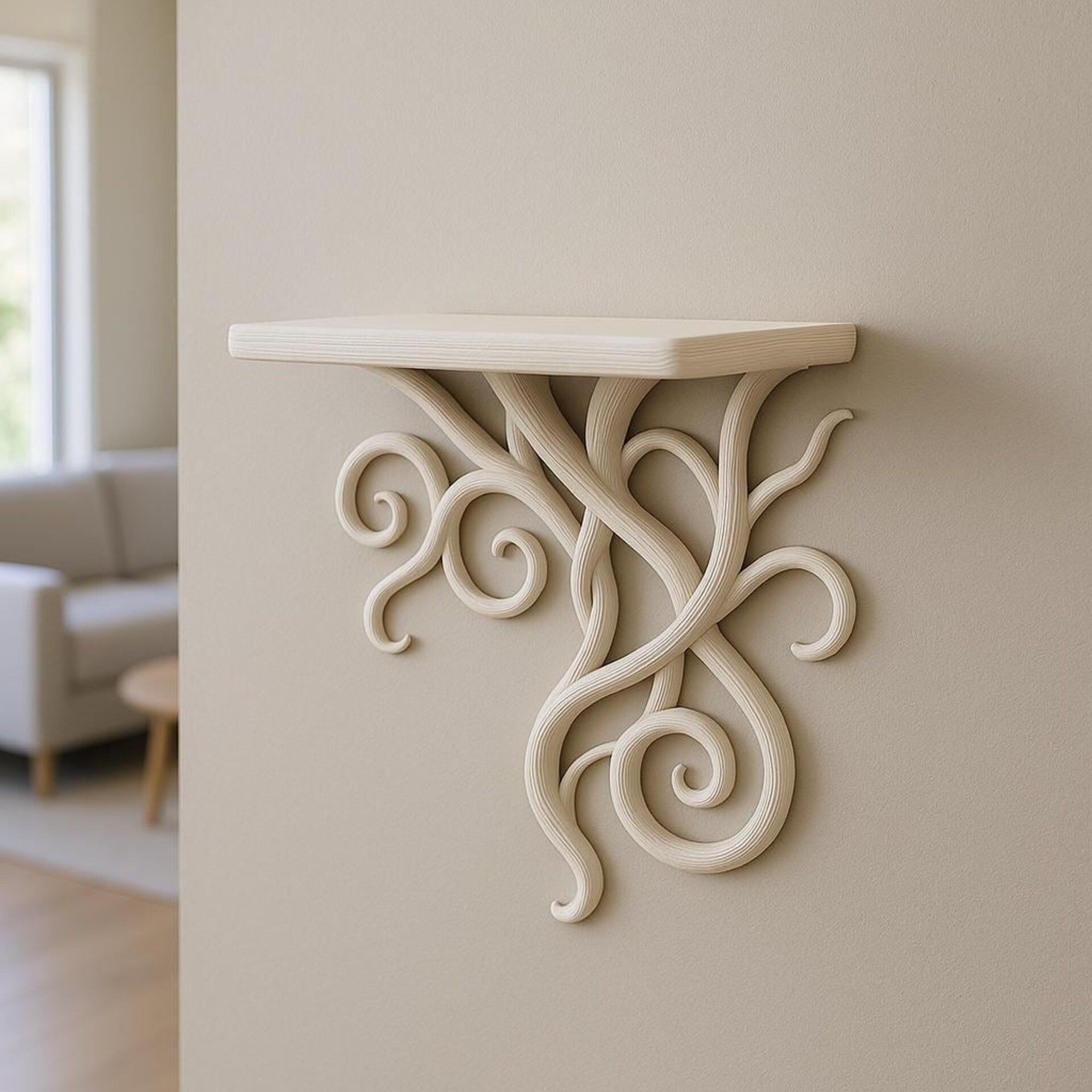 Étagère Murale Vigne Imprimée en 3D | Étagère Flottante d'Inspiration Botanique | Décoration Artistique Organique