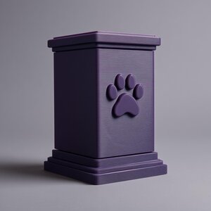 Urne Empreinte de Patte pour Cendres d'Animal | Coffret Mémorial Minimaliste Imprimé en 3D pour Tout Animal | Décoration Funéraire Moderne, Cadeau de Sympathie pour Deuil d'Animal