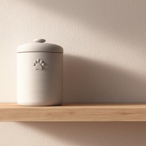 Urne de crémation minimaliste pour animal imprimée en 3D avec empreinte de patte | Urne commémorative moderne imprimée en 3D pour animaux | Décoration de souvenir simple et neutre