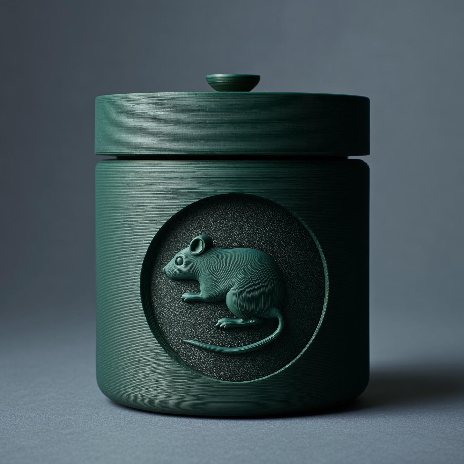 Mouse Pet Ashes Urn | 3D Printed Minimal Cremation Keepsake Jar with Mouse Medallion | Modern Memorial Decor, Sympathy Gift, Remembrance