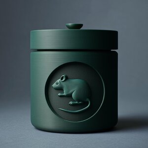 Urne Souris pour Cendres d'Animal | Bocal Funéraire Minimaliste Imprimé en 3D avec Médaillon Souris | Décoration Mémorielle Moderne, Cadeau de Sympathie, Souvenir