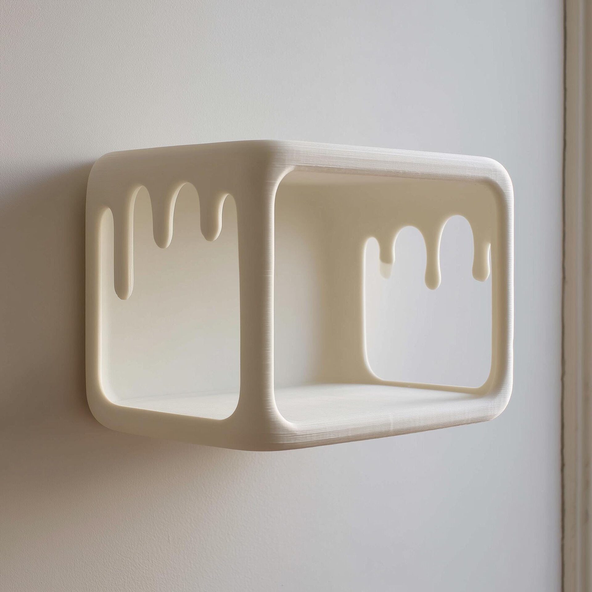 Étagère Murale Cube Dégoulinant Imprimée en 3D | Étagère Flottante au Cadre Fondu Minimaliste | Accent Déco Murale Kawaii Moderne pour Chambre et Bureau