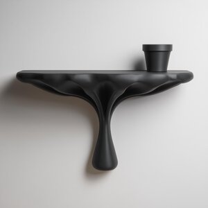 Décoration Murale Sculpturale Moderne | Étagère Organique Minimaliste Imprimée en 3D | Étagère d'Accent Contemporaine Sombre pour Intérieurs Épurés et Élégants