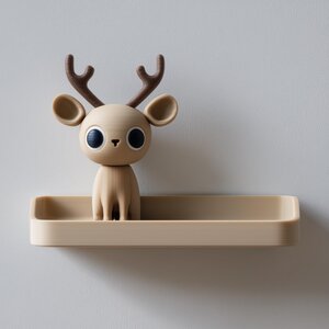 Étagère murale cerf imprimée en 3D | Ledge flottant minimaliste personnage à bois | Accent déco mignon et moderne pour chambres d'enfants et intérieurs cosy